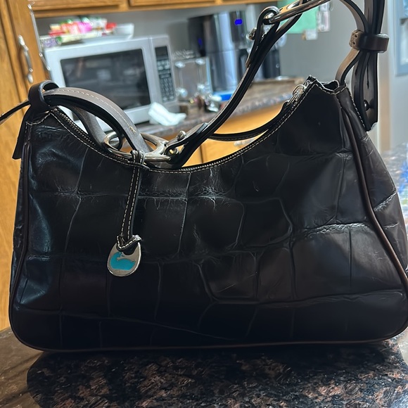 Dooney and Bourke Vintage Harrison Croc Embossed Leather Hobo Bag - Picture 4 of 9